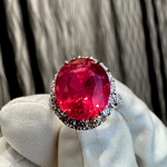 Кольцо «Natural Spinel Mahenge Vivid Pink Diamonds» 7,80 ct. 18k White Gold