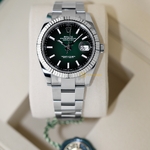 Rolex Datejust 41 mm White Rolesor Green Ombre Dial 126334 