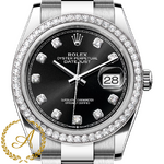 Rolex Datejust 36 mm White Rolesor Black Diamond-set Dial Factory Diamond Bezel 116244