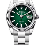 Rolex Datejust 41 mm White Rolesor Green Ombre Dial 126334 