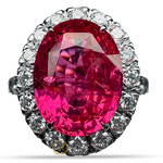 Кольцо «Natural Spinel Mahenge Vivid Pink Diamonds» 5,07 ct. 18k White Gold