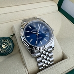 Rolex Datejust 41 mm White Rolesor Bright Blue Dial 126334 Jubilee