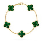 Браслет Van Cleef & Arpels Vintage Alhambra Malachite Yellow Gold 5 мотивов
