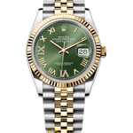 Rolex Datejust 36 mm Yellow Rolesor Olive Green Diamond-set Dial 126233 Jubilee