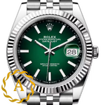 Rolex Datejust 41 mm White Rolesor Green Ombre Dial 126334 Jubilee