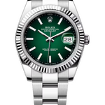 Rolex Datejust 41 mm White Rolesor Green Ombre Dial 126334 