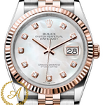 Rolex • Datejust 36 mm 126231 White Pearl Diamonds Dial Everose Rolesor Jubilee