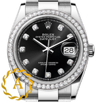 Rolex Datejust 36 mm White Rolesor Black Diamond-set Dial Factory Diamond Bezel 116244