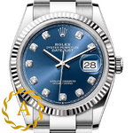 Rolex Datejust 36 mm White Rolesor Bright Blue Diamond-set Dial 126234