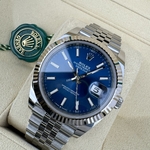 Rolex Datejust 41 mm White Rolesor Bright Blue Dial 126334 Jubilee