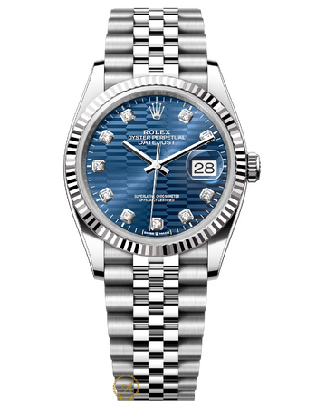 Rolex Datejust 36 mm Blue Decor Diamonds White Rolesor 126234 Jubilee