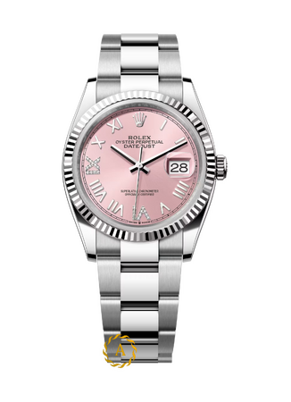 Rolex Datejust 36 mm White Rolesor Pink Diamond-set Dial 126234
