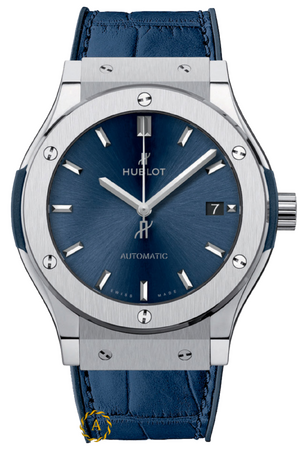 Hublot Classic Fusion Titanium Blue 45 mm Alligator Leather 511.NX.7170.LR