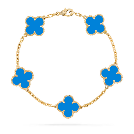 Браслет Van Cleef & Arpels Vintage Alhambra Agate Yellow Gold 5 мотивов