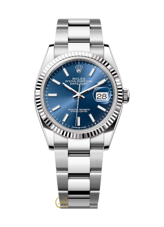 Rolex Datejust 36 mm White Rolesor Bright Blue Dial 126234
