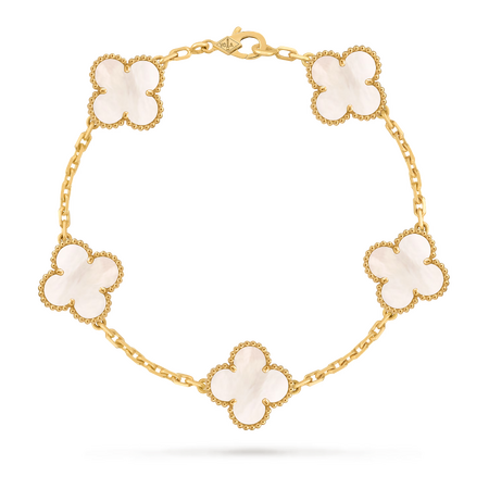 Браслет Van Cleef & Arpels Vintage Alhambra Pearl Yellow Gold 5 мотивов