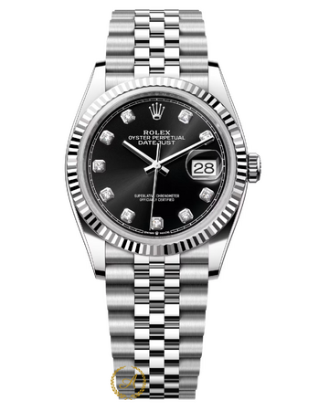 Rolex Datejust 36 mm 126234 Black Diamonds Dial White Rolesor Jubilee