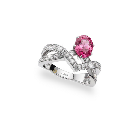 Кольцо Natural Corundum Red Ruby (No Heating) 1,57 ct. 18k White Gold Diamonds
