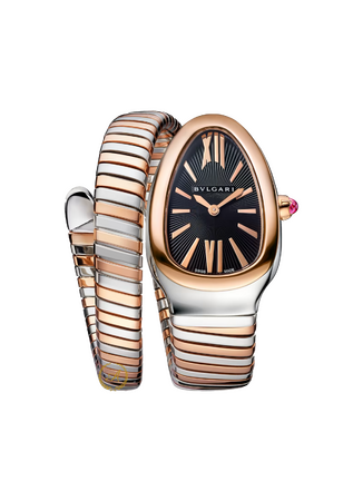 Bvlgari Serpenti Tubogas Black Dial Steel/Rose Gold 35 mm Size S 135 mm 102123