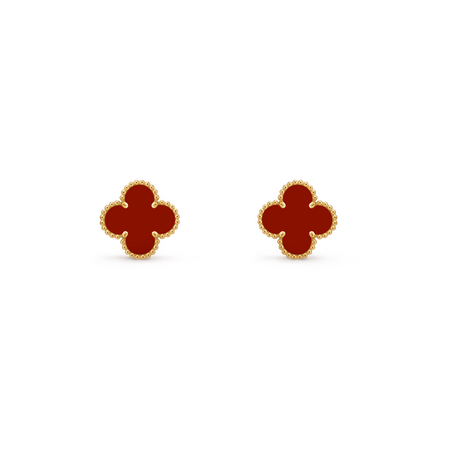Серьги Van Cleef & Arpels Vintage Alhambra Carnelian Yellow Gold