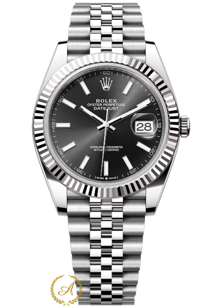 Rolex Datejust 41 mm 126334 White Rolesor Black Dial Jubilee