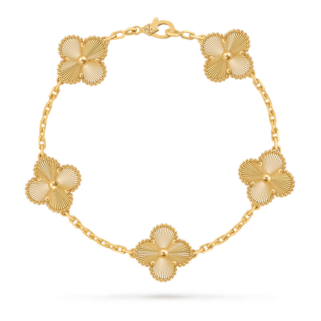 Браслет Van Cleef & Arpels Vintage Alhambra Guilloche Yellow Gold 5 мотивов